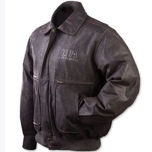 NRA Brown Life Member Leather Jacket Size M.  NWT.
